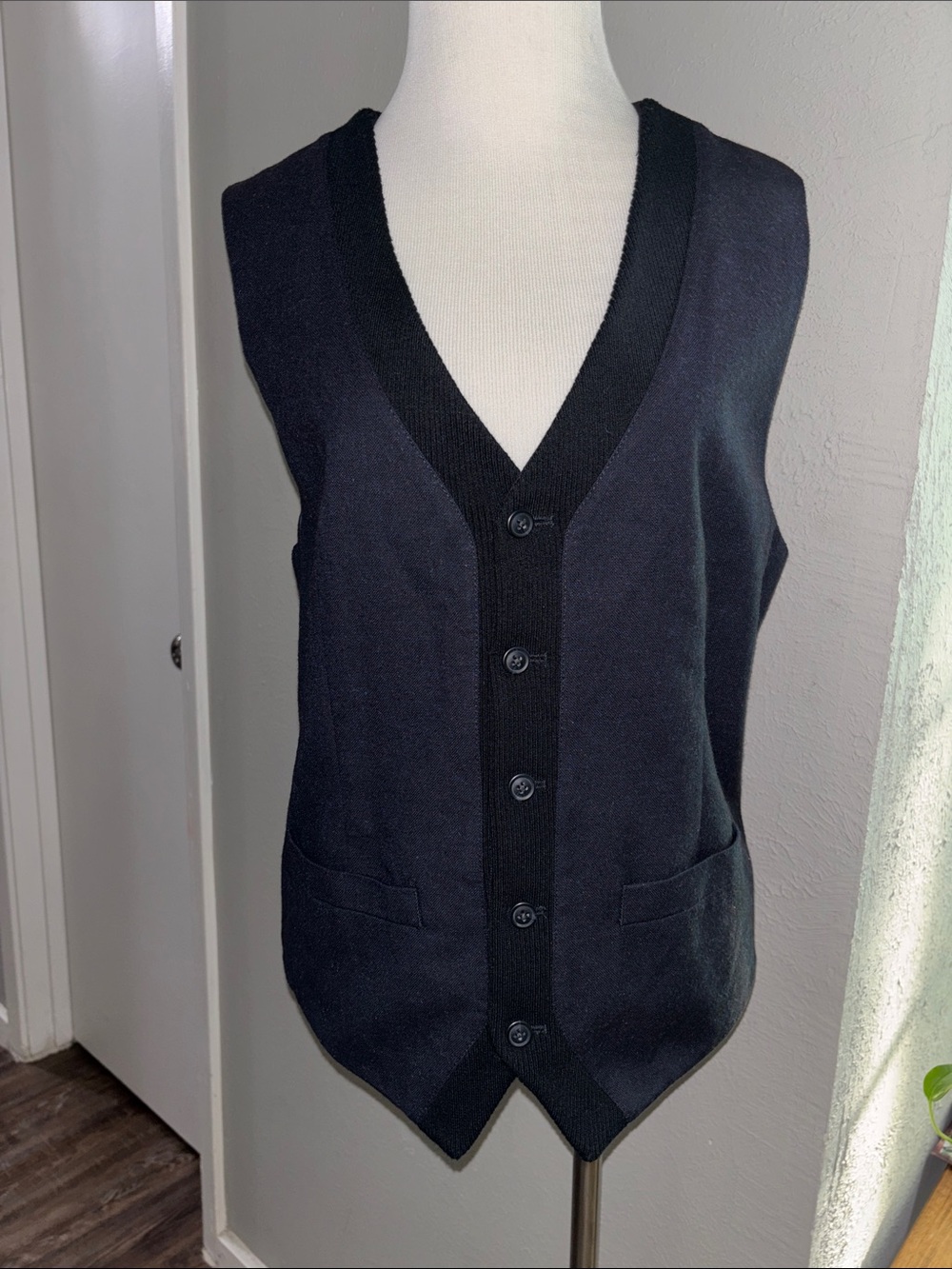 Perry Ellis Navy Satin-Back Suit Vest